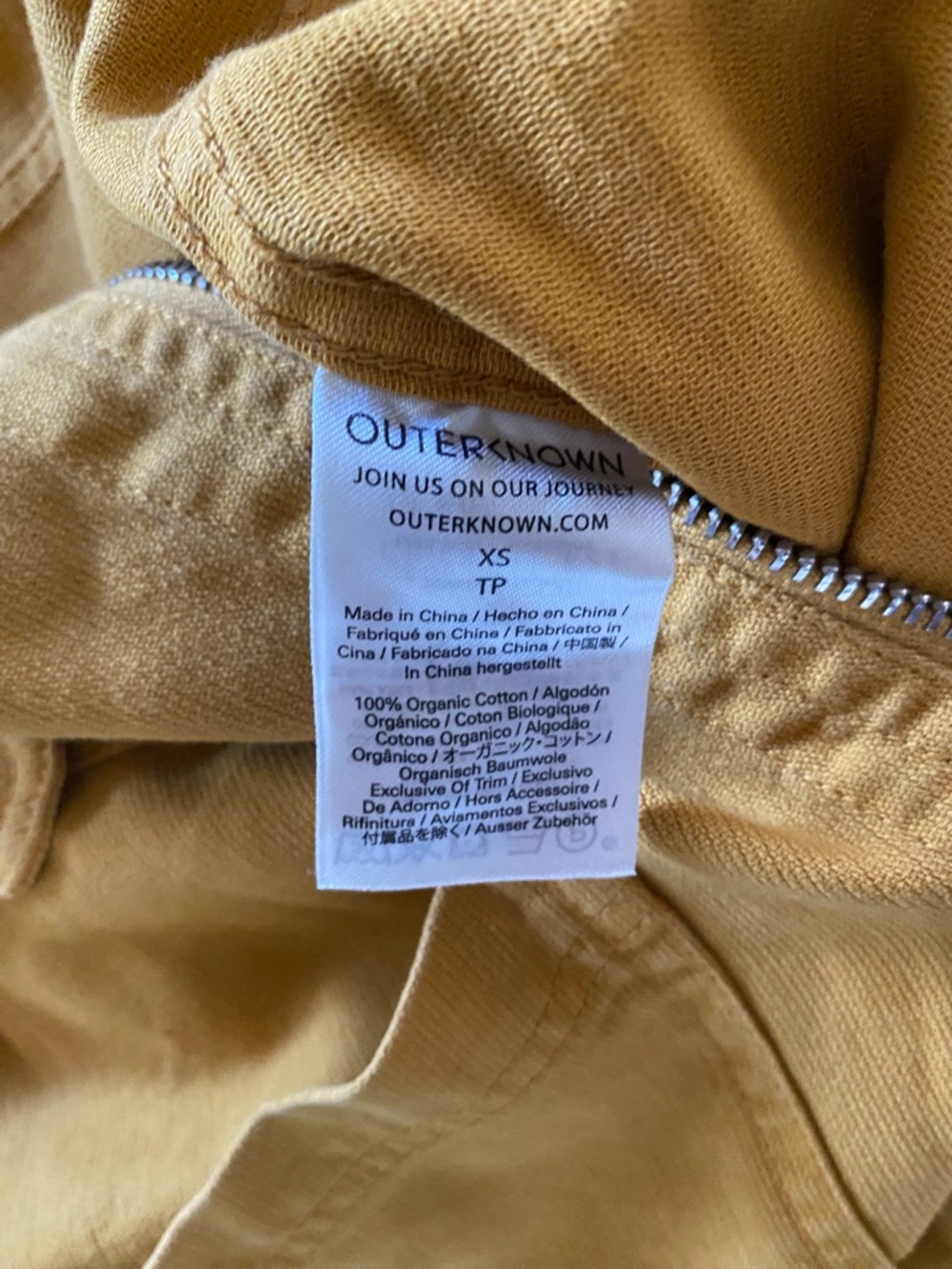 Outerknown Women's Mustard Yellow Zip-Front Utility Depot Jumpsuit - Picture 3 of 8
